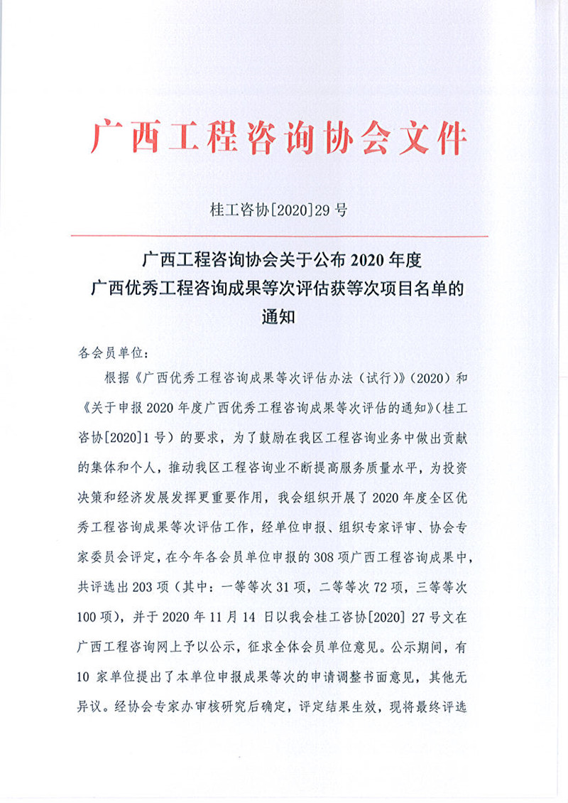 喜报！麻将胡了26项成就荣获广西优良工程征询成就奖